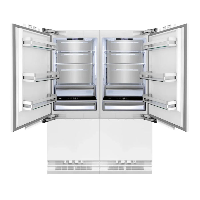 ZLINE Autograph Edition 60" Panel Ready Built-In Bottom Freezer Refrigerator, Water Dispenser, Ice Maker, Accents RBIVZ-60-CB09K