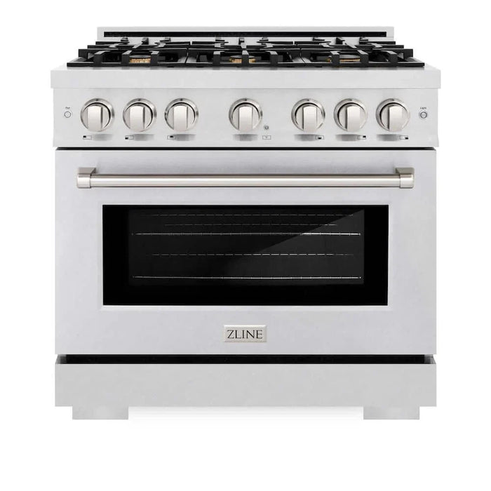 ZLINE 36" Select Dual Fuel Range Gas Cooktop Electric Convection Oven DuraSnow® Stainless Steel Brass Burners HDRS-BR-3609K