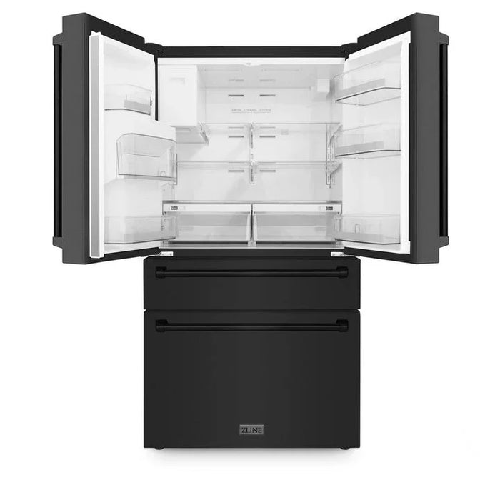 ZLINE 36" French Door Refrigerator, Water and Ice Dispenser, Water Filter, Black Stainless Steel, RFM-W-WF-36-BS09K