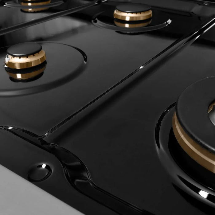 ZLINE Autograph Edition 48" Paramount Dual Fuel Range, 6 Burner Gas Cooktop, Electric Convection Oven, Stainless Steel, Helix Handle and Knob SDRZ-48-KCB09K