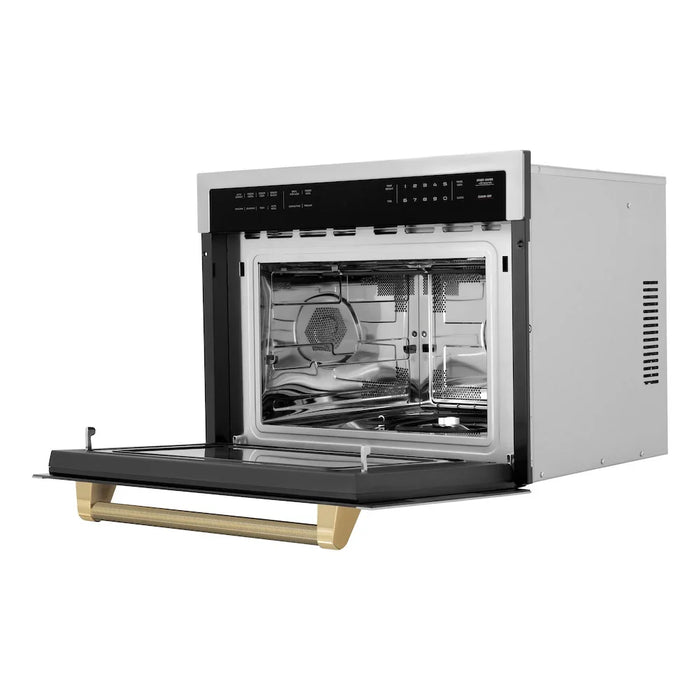 ZLINE Autograph Edition 24" Built-in Convection Microwave Oven, Stainless Steel, Helix Handle MWOZ-24-KCB09K