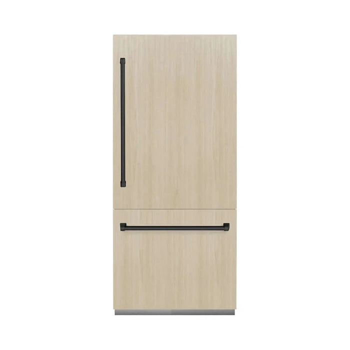 ZLINE 36" Panel Ready Built-In Bottom Freezer Refrigerator,Water Dispenser, Ice Maker,Graphite Gray Matte Black GRBITZ-36-MB09K