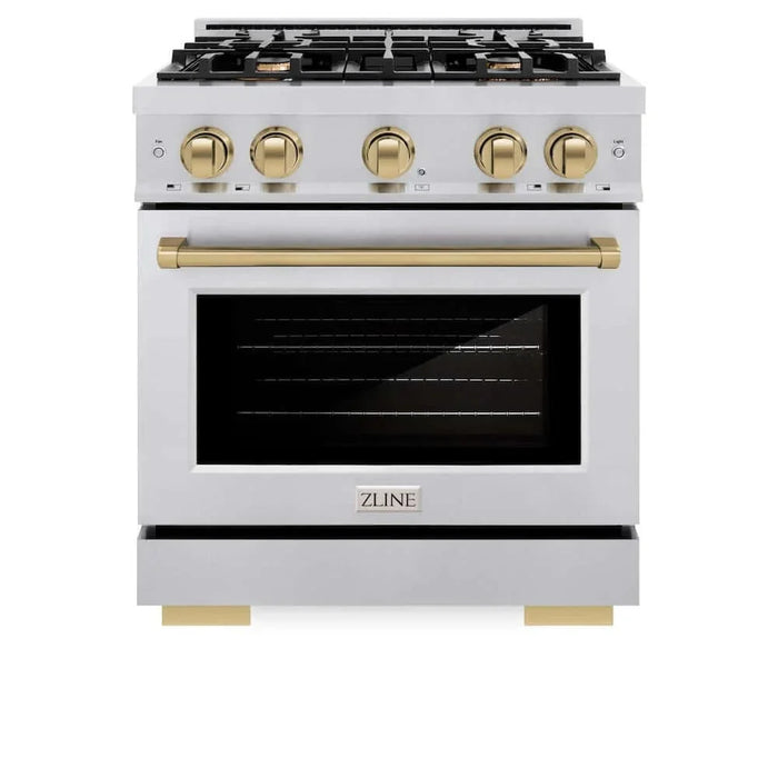 ZLINE 30" Select Dual Fuel Range Gas Cooktop Electric Convection Oven Stainless Steel Champagne Bronze HDRZ-30-CB09K