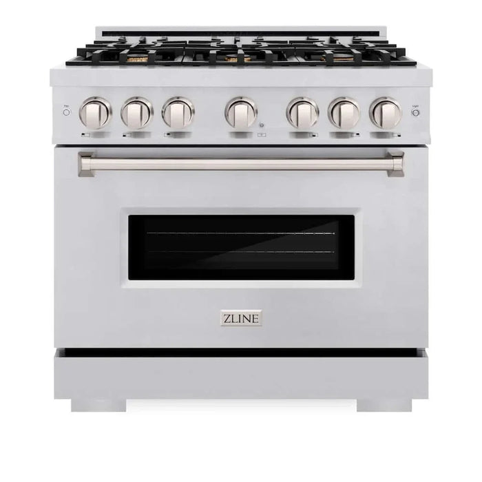 ZLINE 36" Dual Fuel Range, Gas Cooktop, Electric Convection Oven Stainless Steel, CDR-BR-3609K