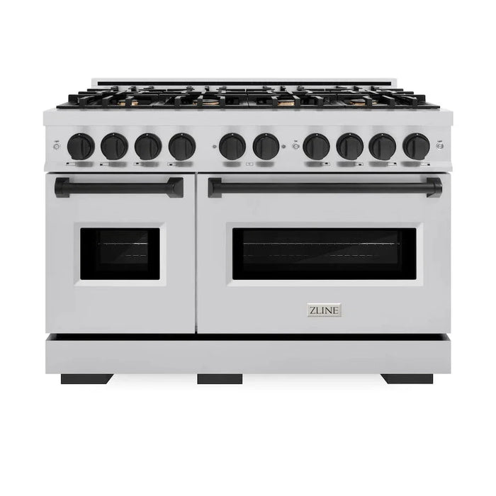 ZLINE 48" Dual Fuel Range, Gas Cooktop, Electric Convection Oven Stainless Steel, Matte Black CDRZ-48-MB09K