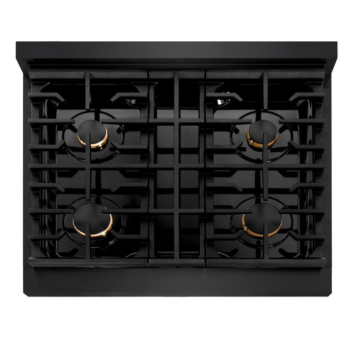 ZLINE 30"Paramount Dual Fuel Range Black Stainless Steel, Champagne Bronze SDRBZ-30-CB09K