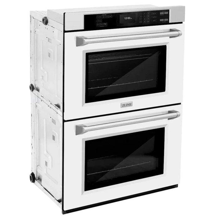 ZLINE 30"Professional True Convection Double Wall Oven, Air Fry, Self Clean, White Mattel WAD-WM-3009K