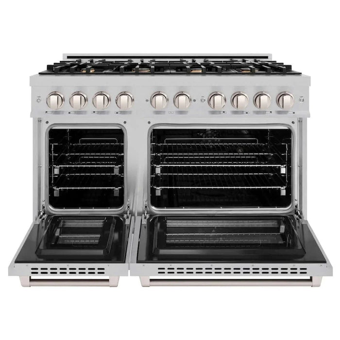 ZLINE 48" Select Dual Fuel Range Gas Cooktop Electric Convection Oven DuraSnow® Stainless Steel Brass Burners HDRS-BR-4809K
