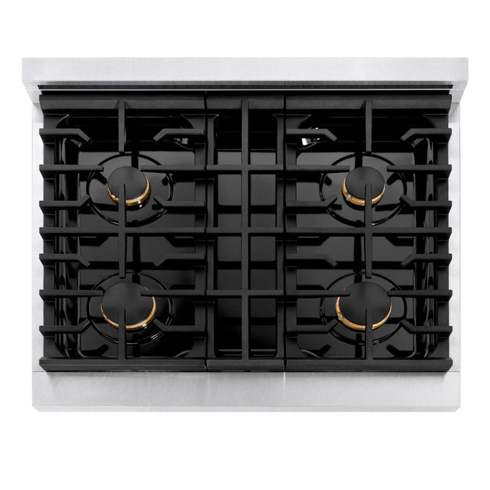 ZLINE 30"Paramount Dual Fuel Range DuraSnow® Champagne Bronze SDRSZ-30-CB09K