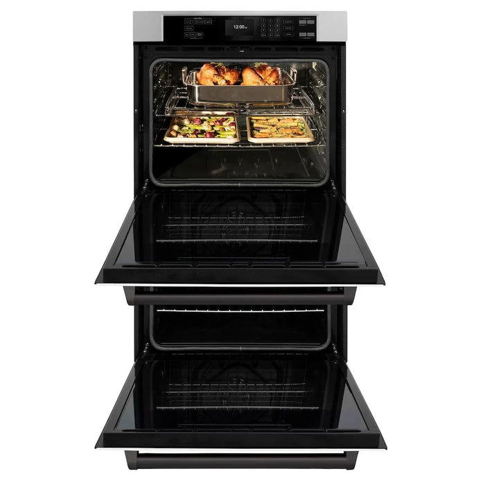 ZLINE 30"Professional True Convection Double Wall Oven, Air Fry, Self Clean, White Matte, Matte Black WADZ-WM-30-MB09K