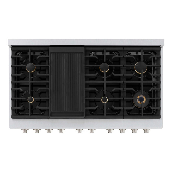 ZLINE 48"Paramount Dual Fuel Range DuraSnow® Brass Burners SDRS-BR-4809K