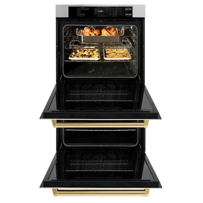 ZLINE 30"Professional True Convection Double Wall Oven, Air Fry, Self Clean, Stainless Steel, Gold WADZ-30-G09K
