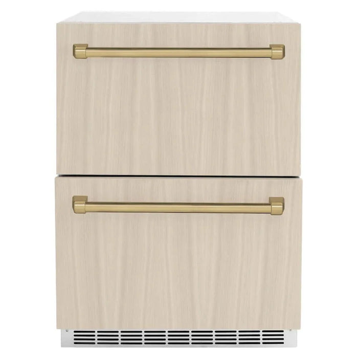 ZLINE 24" Touchstone 168 Can Outdoor-Rated Dual Refrigerator Drawer, Panel Ready Champagne Bronze, RDSPOZ-24-CB09K