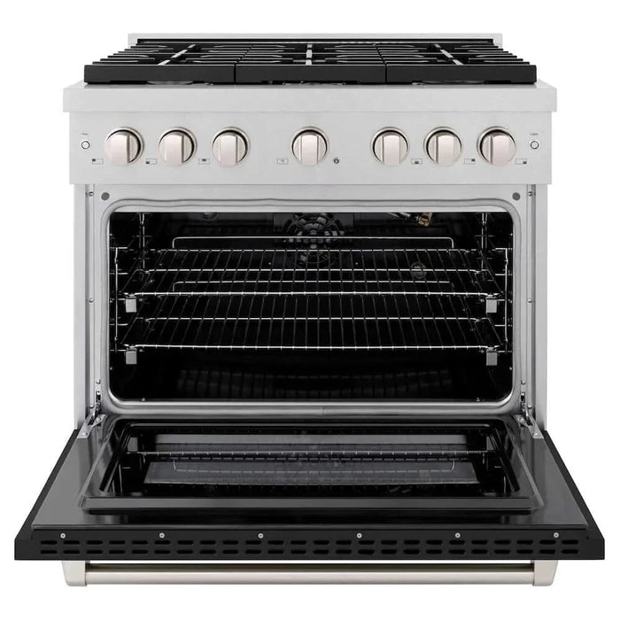 ZLINE 36"Gas Range, Convection Gas Oven, DuraSnow® Black Matte, SGRS-BLM-3609K
