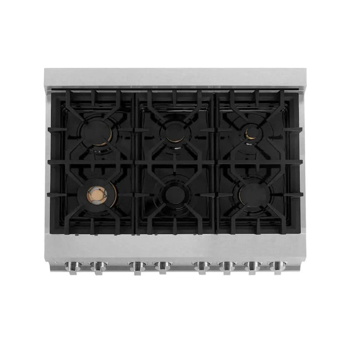 ZLINE 36" Autograph, Dual Fuel Range, Black Door, Bronze, RASZ-BLM-36-CB09K