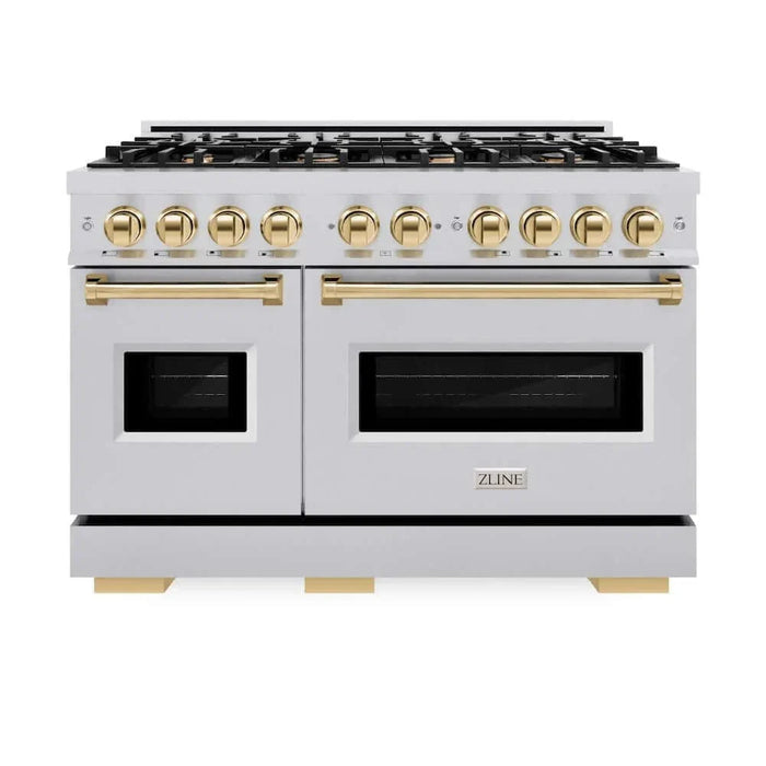 ZLINE 48" Dual Fuel Range, Gas Cooktop, Electric Convection Oven Stainless Steel, Gold CDRZ-48-G09K
