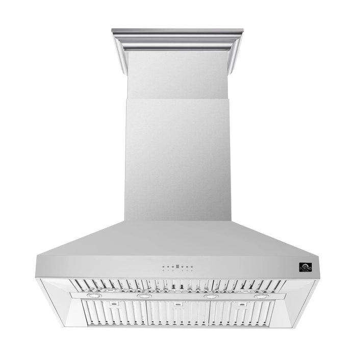 Forno Appliance Package - 48" Dual Fuel Range, Wall Mount Range Hood and 60" Refrigerator with Modern Grill Trim FBDL-017-04CAUS09K
