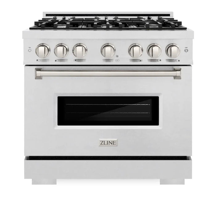 ZLINE 36" Dual Fuel Range, Gas Cooktop, Electric Convection Oven DuraSnow® Stainless Steel, CDRS-3609K