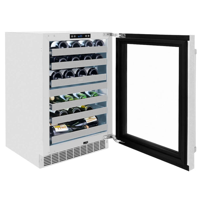 ZLINE 24" Touchstone Dual Zone 44 Bottle Wine Cooler DuraSnow® Stainless Steel Glass Door RWDO-SN-2409K