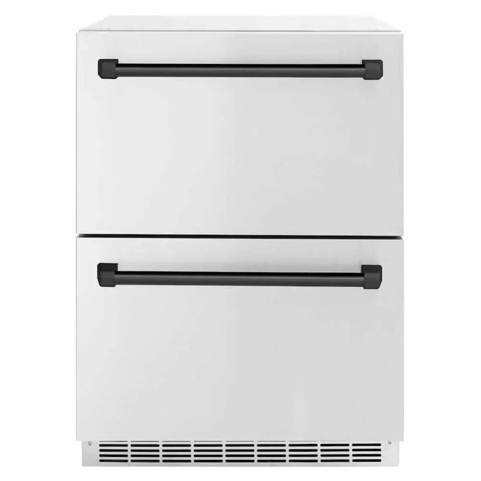 ZLINE 24" Touchstone 168 Can Outdoor-Rated Dual Refrigerator Drawer, Matte Black, RDSOZ-ST-24-MB09K