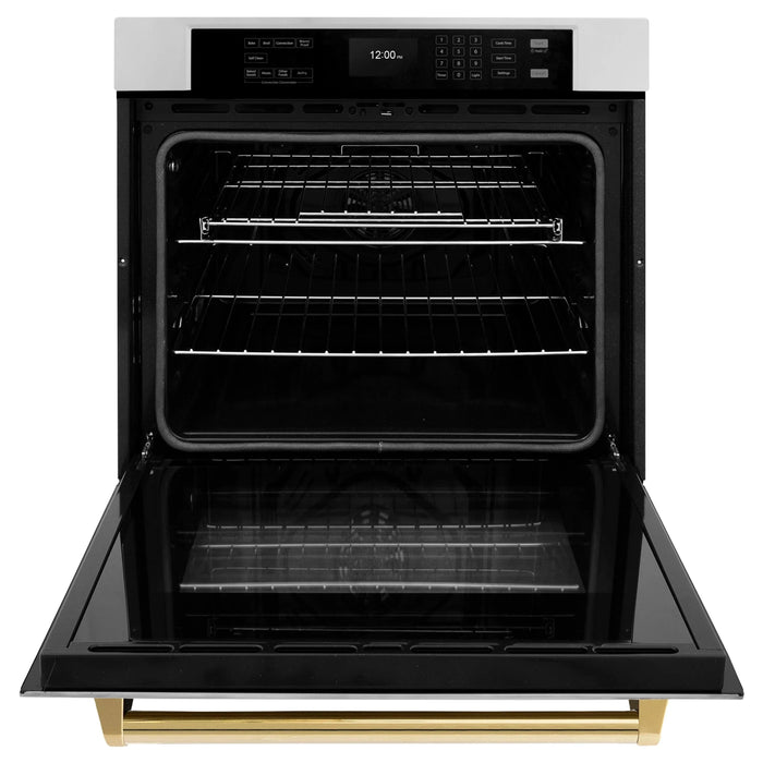 ZLINE 30" Autograph Edition Professional True Convection Single Wall Oven, Air Fry, Self Clean, Stainless Steel, Gold WASZ-30-G09K