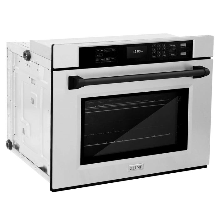 ZLINE 30" Autograph Edition Professional True Convection Single Wall Oven, Air Fry, Self Clean, Stainless Steel, Matte Black WASZ-30-MB09K