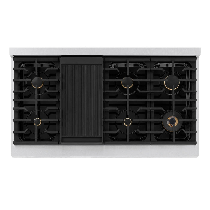 ZLINE 48"Paramount Dual Fuel Range DuraSnow® Gold SDRSZ-48-G09K