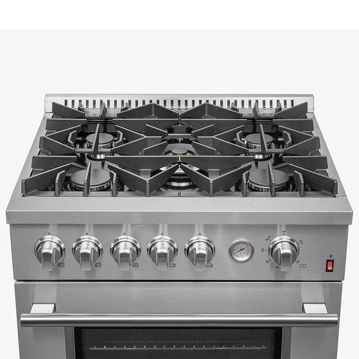 FORNO 2-Piece Appliance Package- 30" Gas Range, 36" French Door Refrigerator Stainless Steel FBDL-020-02-US09K