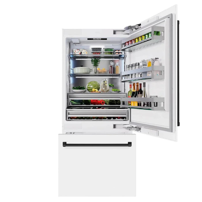 ZLINE 36" Panel Ready Built-In Bottom Freezer Refrigerator,Water Dispenser, Ice Maker, Matte Black RBITZ-36-MB09K