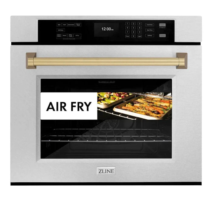 ZLINE 30"Professional True Convection Single Wall Oven, Air Fry, Self Clean, DuraSnow® Champagne Bronze WASSZ-30-CB09K