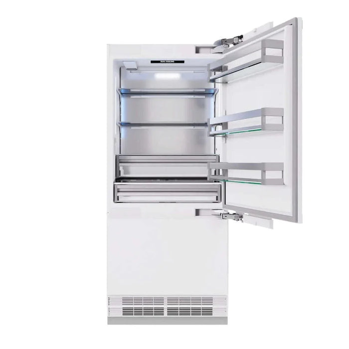 ZLINE 36" Panel Ready Built-In Bottom Freezer Refrigerator,Water Dispenser, Ice Maker, Polished Gold RBITZ-36-G09K
