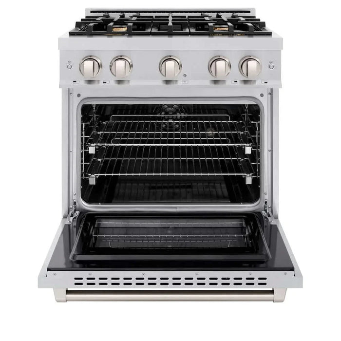 ZLINE 30" Select Dual Fuel Range Gas Cooktop Electric Convection Oven Stainless Steel Brass Burners HDR-BR-3009K