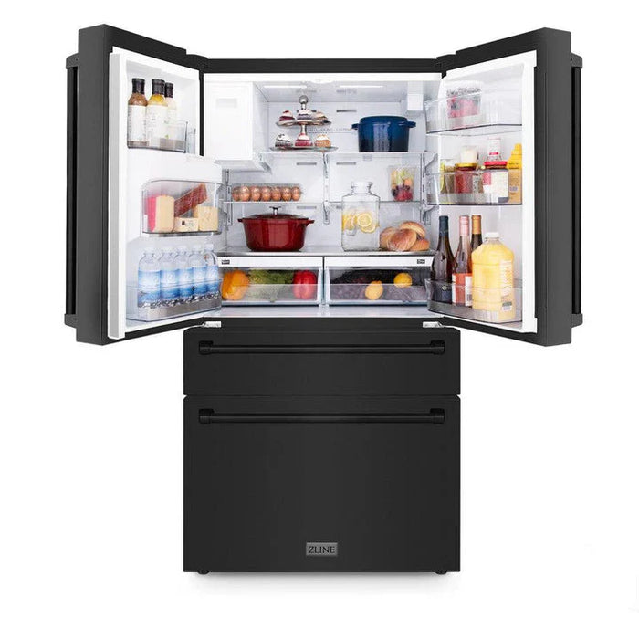 ZLINE 36" French Door Refrigerator, Water and Ice Dispenser, Water Filter, Black Stainless Steel, RFM-W-WF-36-BS09K