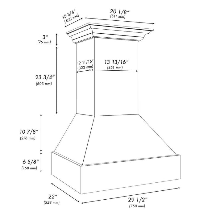 ZLINE Wooden Wall Mount Range Hood in Rustic Black Finish 355CC-3009K