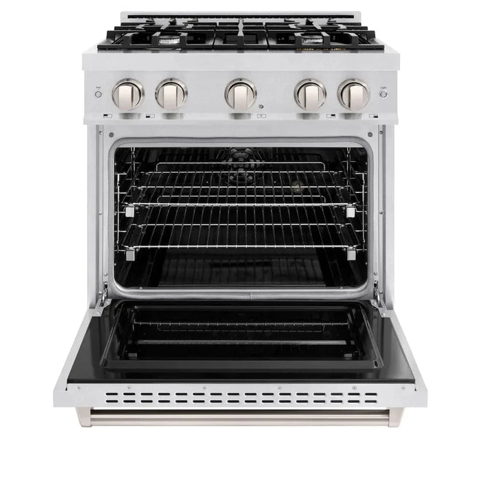 ZLINE 30" Dual Fuel Range, Gas Cooktop, Electric Convection Oven DuraSnow® Stainless Steel, CDRS-3009K