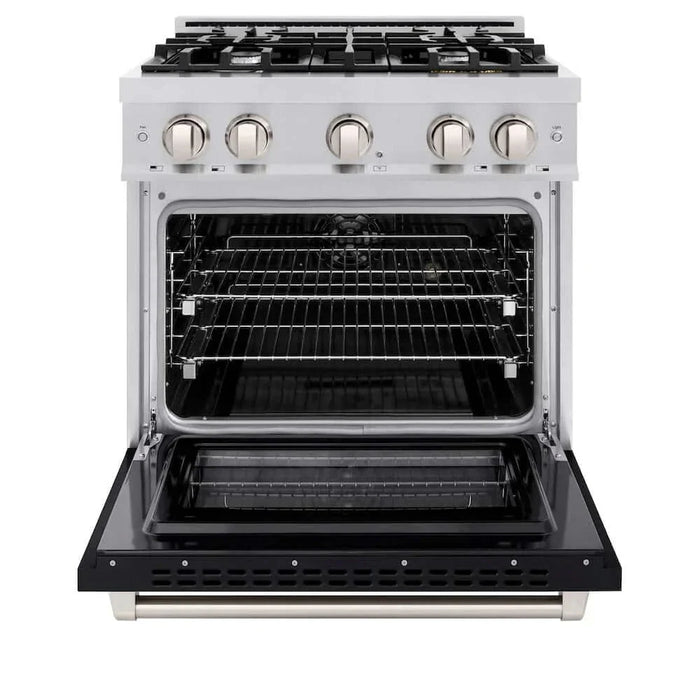ZLINE 30" Select Dual Fuel Range Gas Cooktop Electric Convection Oven Stainless Steel Black Matte Door HDR-BLM-3009K