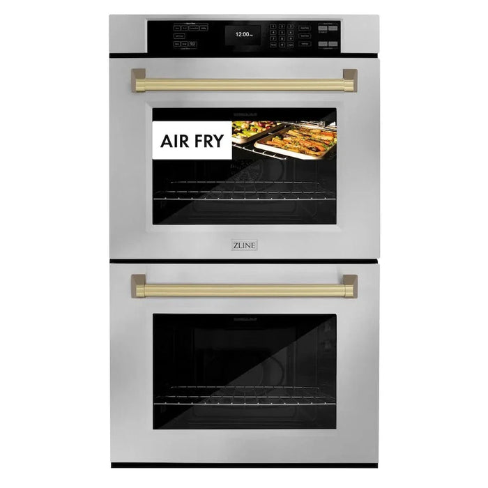 ZLINE 30"Professional True Convection Double Wall Oven, Air Fry, Self Clean, Stainless Steel, Champagne Bronze WADZ-30-CB09K