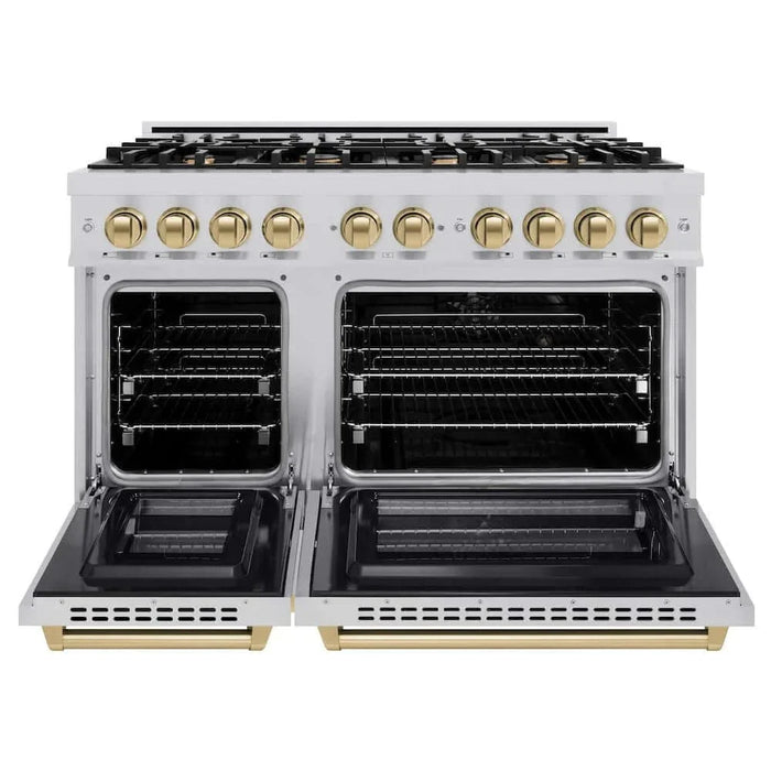 ZLINE 48" Select Dual Fuel Range Gas Cooktop Electric Convection Oven Stainless Steel Champagne Bronze HDRZ-48-CB09K