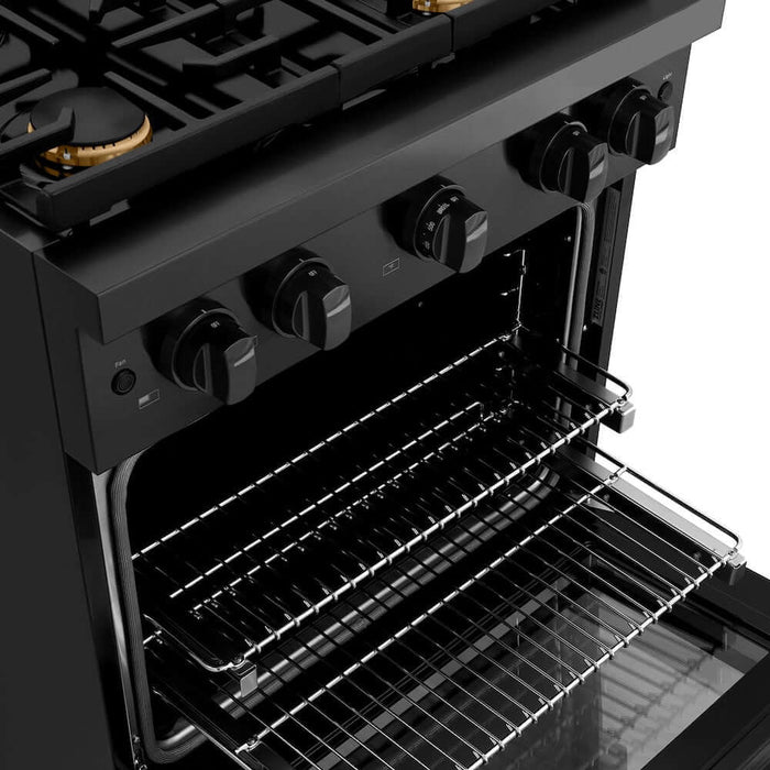 ZLINE 30 in.Gas Range, Convection Gas Oven, Brass Burner, Black Stainless Steel, SGRB-BR-3009K