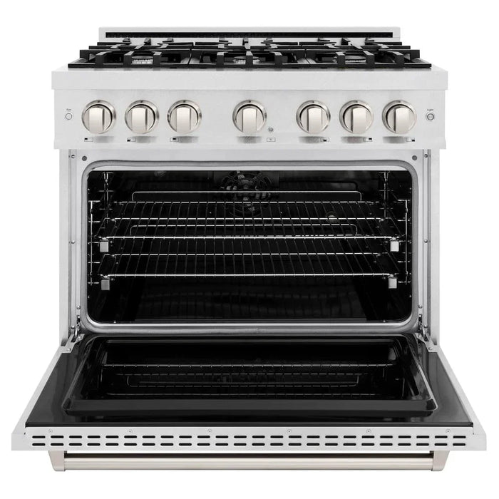 ZLINE 36" Dual Fuel Range, Gas Cooktop, Electric Convection Oven DuraSnow® Stainless Steel, CDRS-3609K