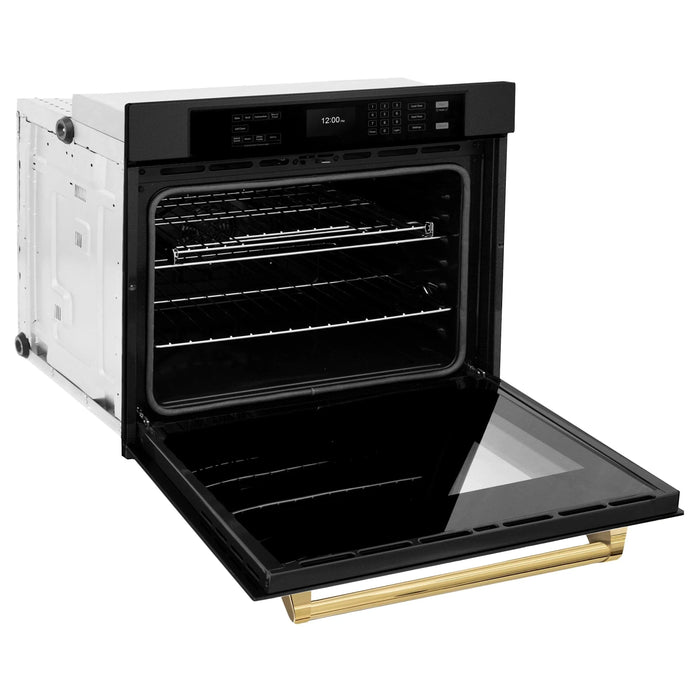 ZLINE 30 "Professional True Convection Single Wall Oven, Air Fry, Self Clean, Black Stainless Steel, Champagne Bronze WASBZ-30-CB09K