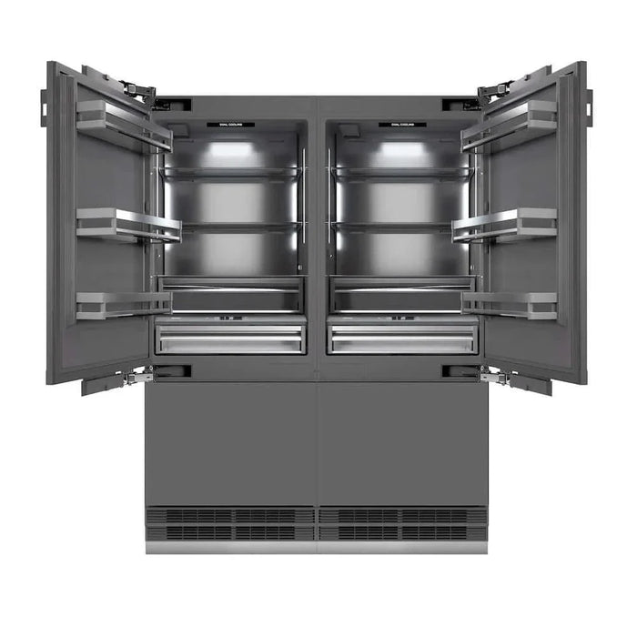 ZLINE 60" Panel Ready Built-In Bottom Freezer Refrigerator,Water Dispenser, Ice Maker,Graphite Gray, Matte Black GRBIVZ-60-MB09K