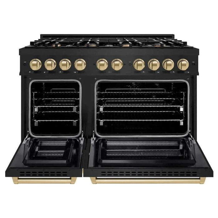 ZLINE 48" Select Dual Fuel Range Gas Cooktop Electric Convection Oven Black Stainless Steel Champagne Bronze HDRBZ-48-CB09K