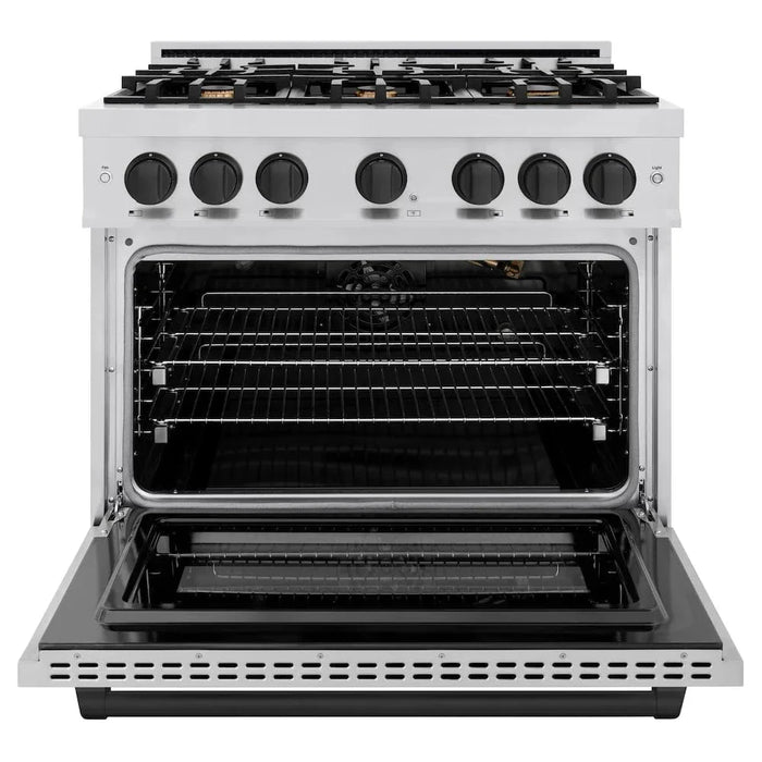 ZLINE 36" Select Gas Range Convection Gas Oven Stainless Steel Matte Black HGRZ-36-MB09K