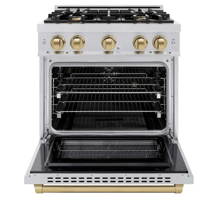 ZLINE 30" Select Dual Fuel Range Gas Cooktop Electric Convection Oven Stainless Steel Champagne Bronze HDRZ-30-CB09K