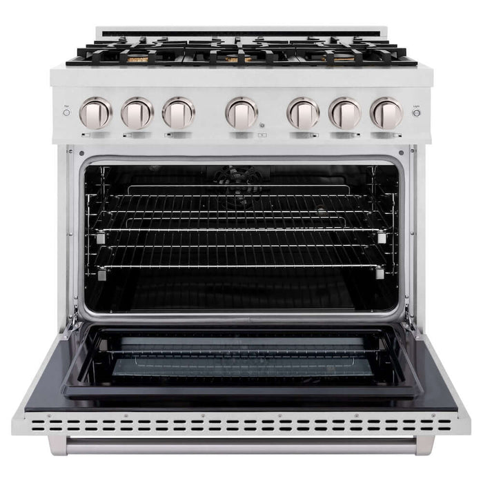 ZLINE 36" Select Gas Range Convection Gas Oven DuraSnow® Stainless Steel Brass Burners HGRS-BR-3609K