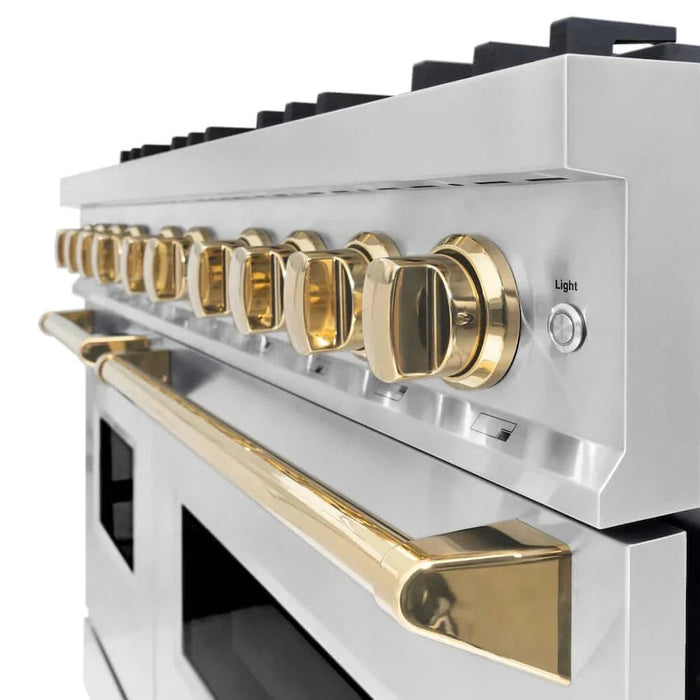 ZLINE 48" Dual Fuel Range, Gas Cooktop, Electric Convection Oven Stainless Steel, Gold CDRZ-48-G09K