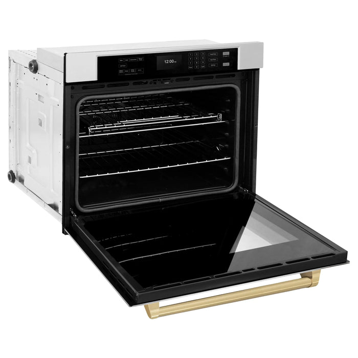 ZLINE 30" Autograph Edition Professional True Convection Single Wall Oven, Air Fry, Self Clean, Stainless Steel, Champagne Bronze WASZ-30-CB09K