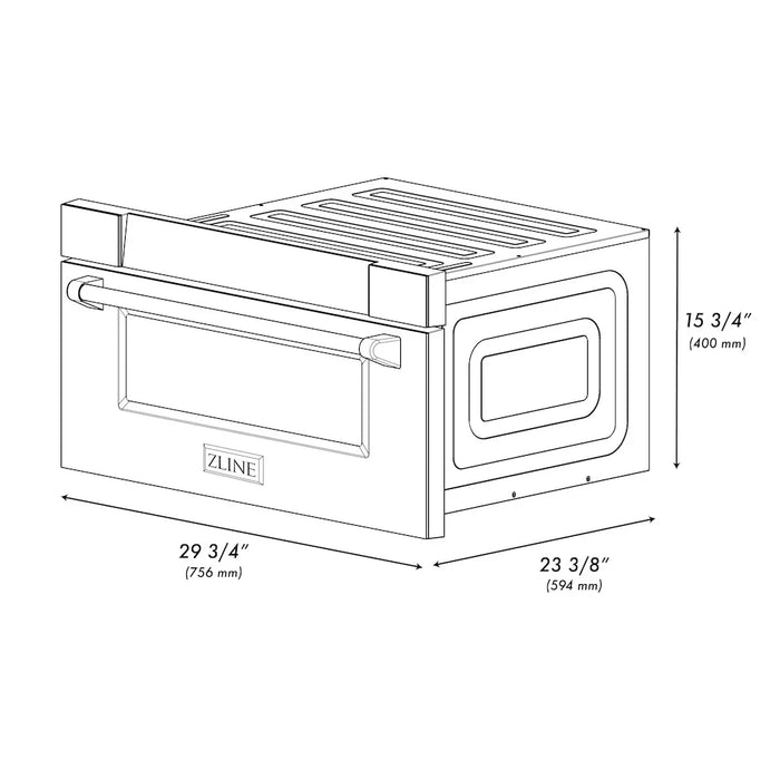 ZLINE Autograph Edition 30" Built-in Microwave Drawer, Stainless Steel, Helix Handle MWDZ-30-KCB09K