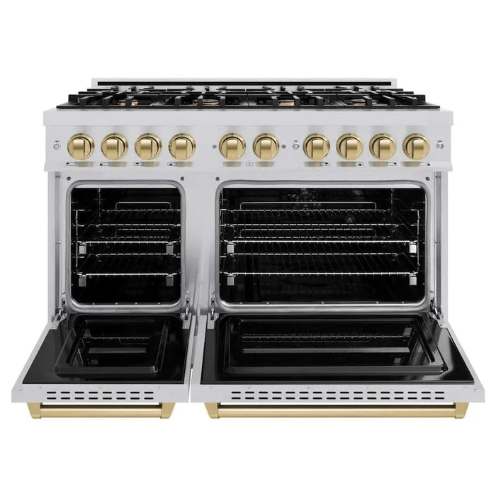ZLINE 48" Dual Fuel Range, Gas Cooktop, Electric Convection Oven Stainless Steel, Champagne Bronze CDRZ-48-CB09K